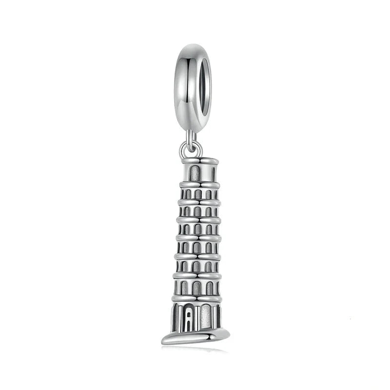 925 Sterling Silver Classic Building Tower of Pisa Charm