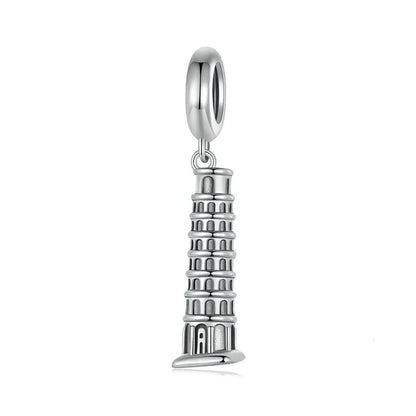925 Sterling Silver Classic Building Tower of Pisa Charm