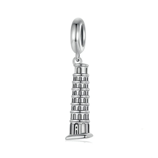 925 Sterling Silver Classic Building Tower of Pisa Charm