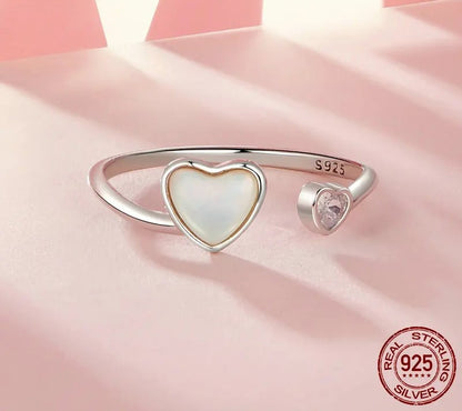 925 Sterling Silver Love Heart Adjustable Ring - Shine Bright Store