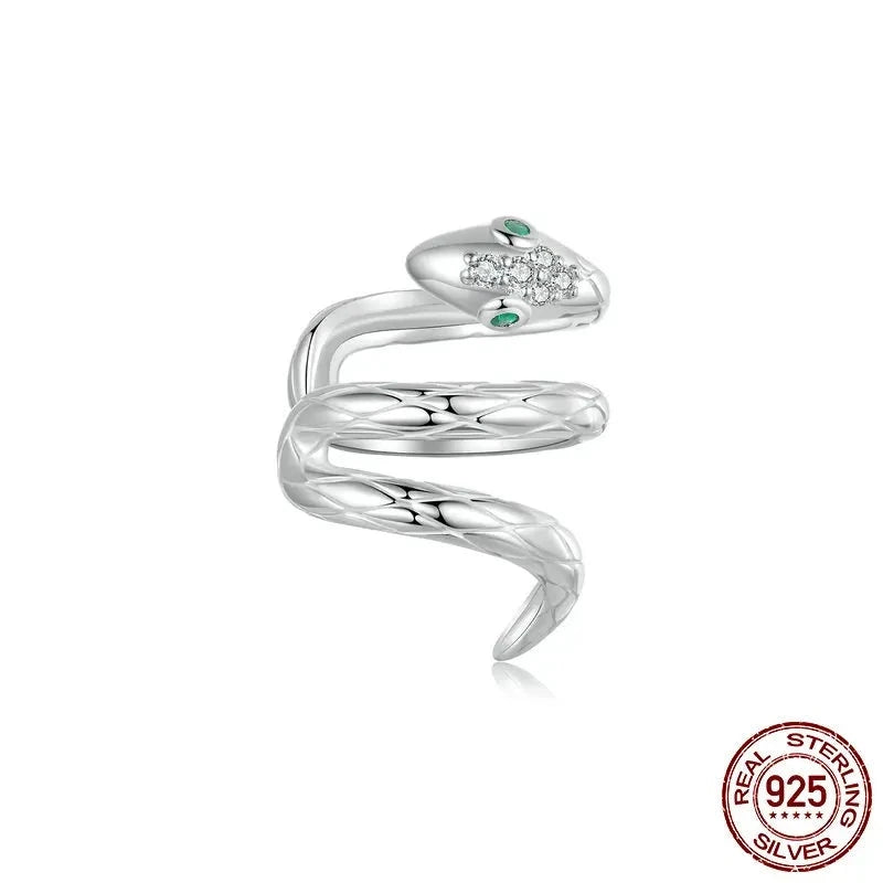 925 Sterling Silver Mono Snake Clip Earring