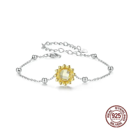 925 Sterling Silver Sunflower Bracelets