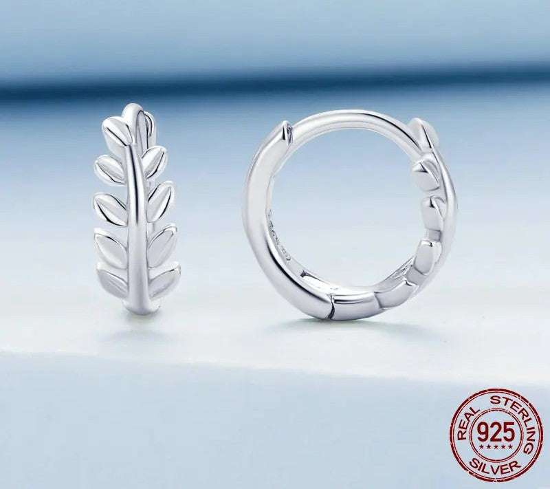 925 Sterling Silver Leaf Ear Buckles - TEA LU SHOP