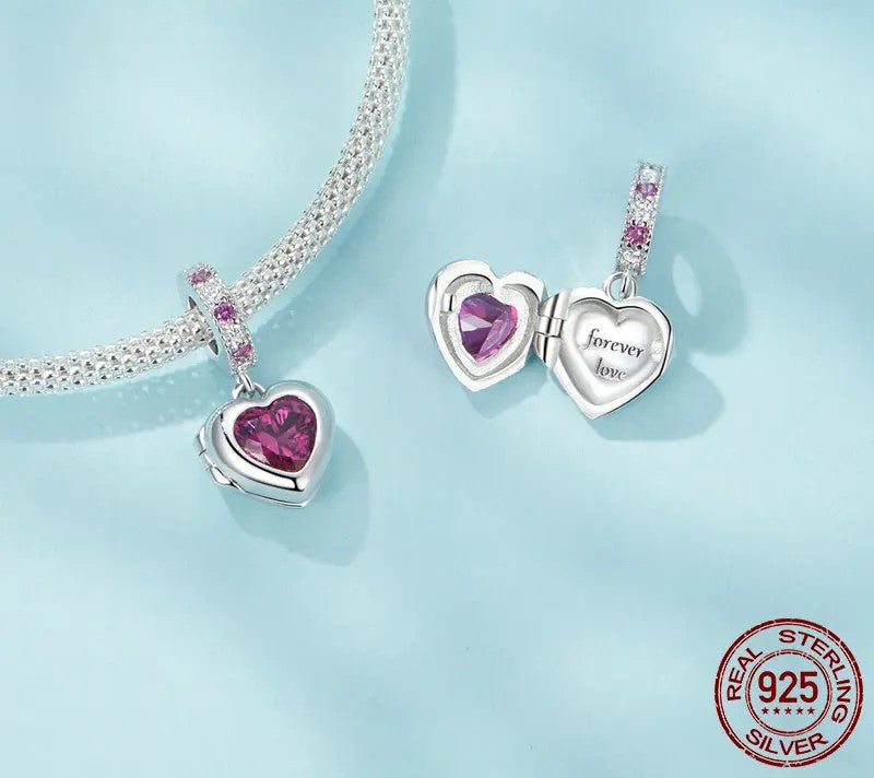 925 Sterling Silver Zircon Love Heart Charm for Bracelet and Necklace - Shine Bright Store