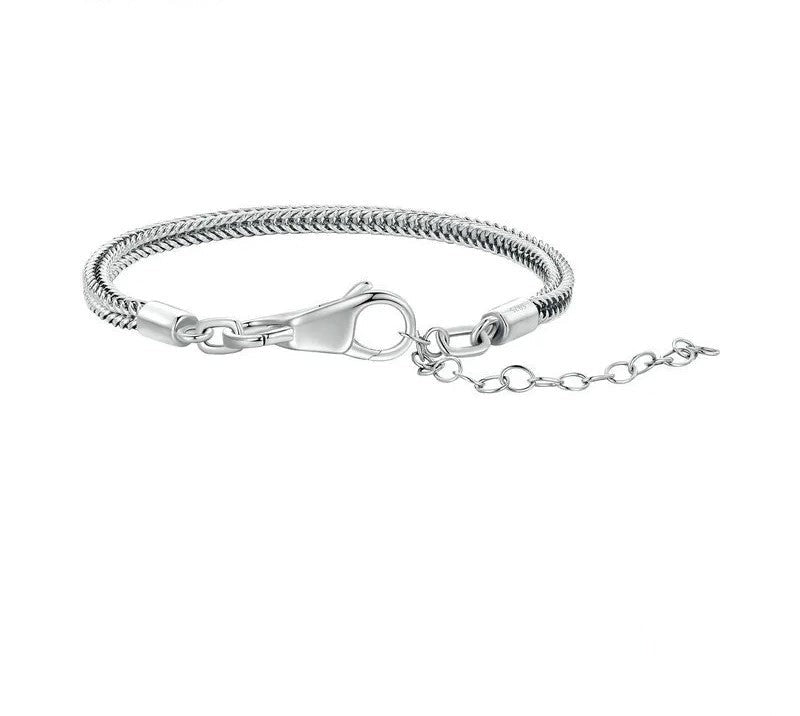 925 Sterling Silver Snake Charm Bracelet with 4 Style Clasps - TEA LU SHOP