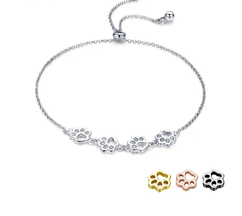 925 Sterling Silver Cute Pet Paw Bracelet - TEA LU SHOP