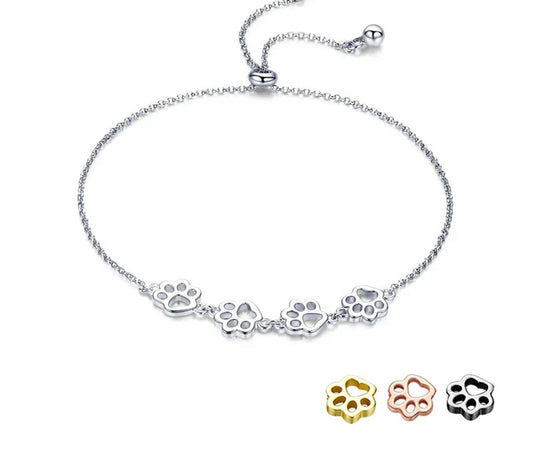925 Sterling Silver Cute Pet Paw Bracelet - TEA LU SHOP