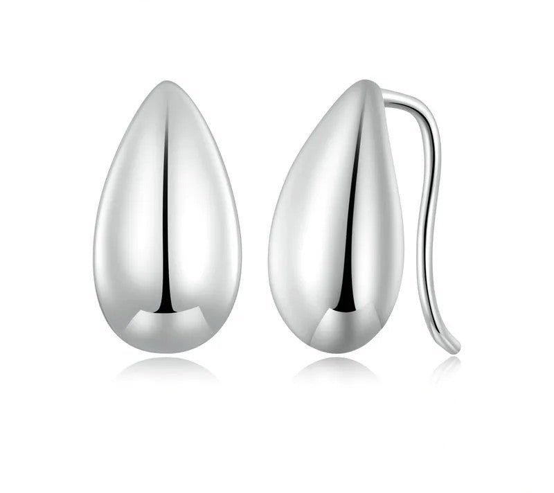 925 Sterling Silver Glossy Waterdrop Earrings - TEA LU SHOP