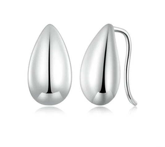 925 Sterling Silver Glossy Waterdrop Earrings - TEA LU SHOP