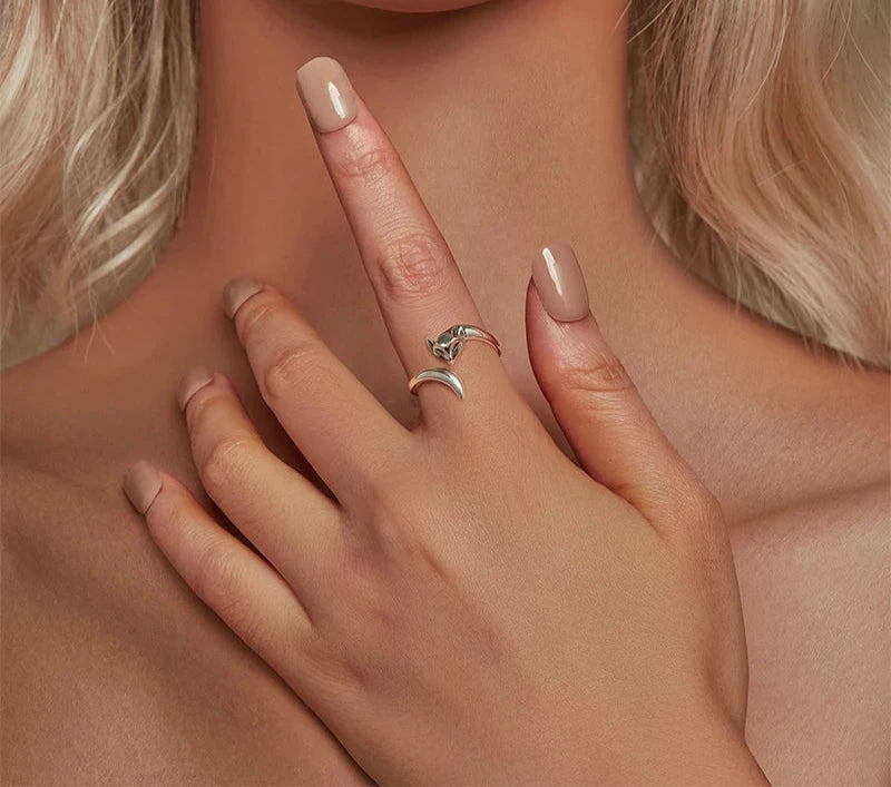 925 Sterling Silver Fox Ring