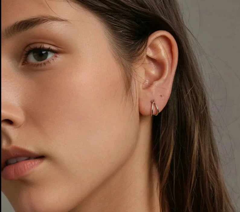 925 Sterling Silver Simple Line Hoop Earrings