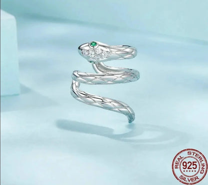 925 Sterling Silver Mono Snake Clip Earring