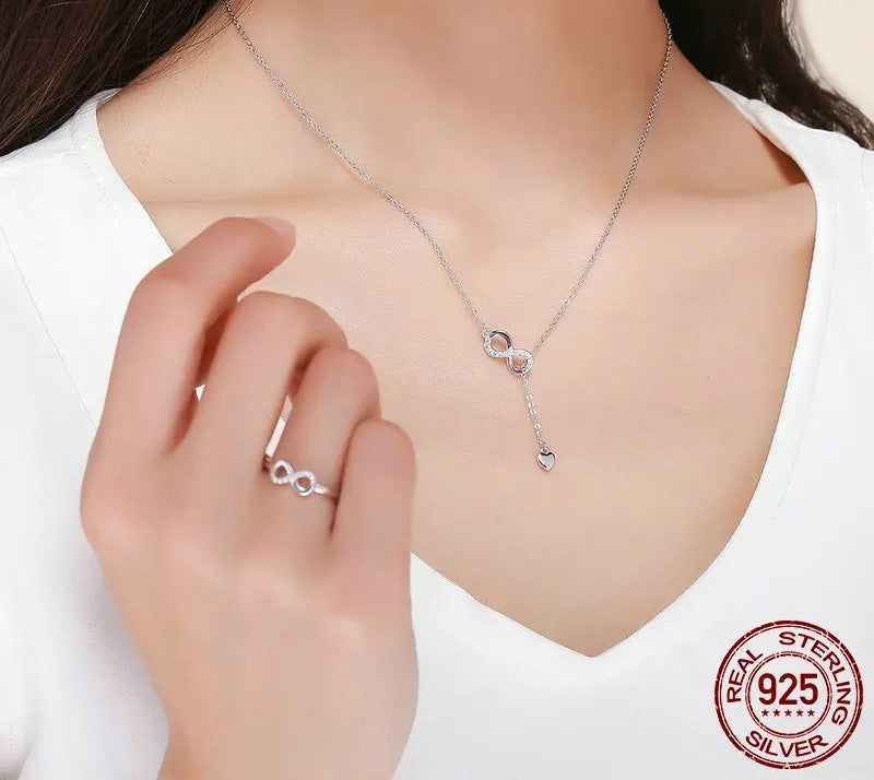 925 Sterling Silver Infinity Love Pendant Necklace - TEA LU SHOP