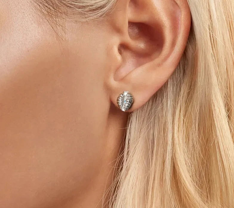 925 Sterling Silver Tiny Shell Earrings Studs