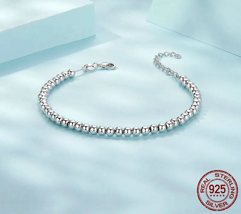 925 Sterling Silver Bead Bracelet - TEA LU SHOP