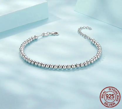 925 Sterling Silver Bead Bracelet - TEA LU SHOP