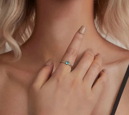 Vintage Blue Heart-shaped Friendship Ring