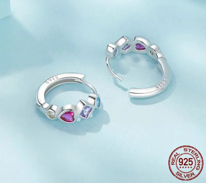 925 Sterling Silver Colorful Zircon Ear Buckles