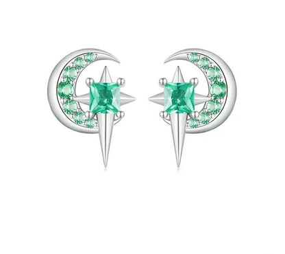 925 Sterling Silver Moon and Star Earrings - TEA LU SHOP