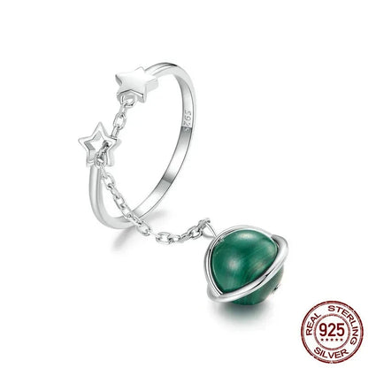 925 Sterling Silver Natural Malachite Ring