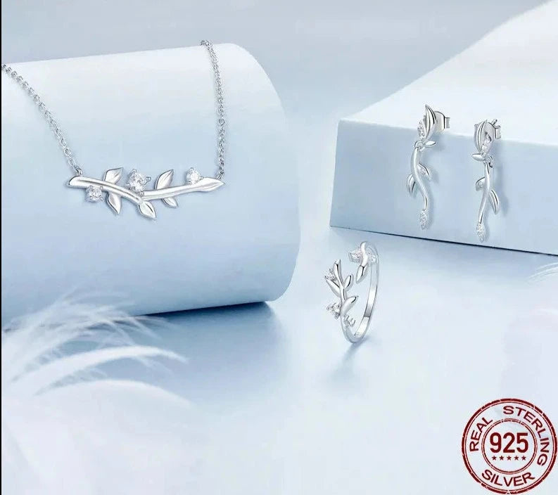 925 Sterling Silver Double Leaf Wrap Ring