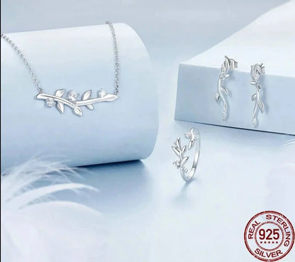 925 Sterling Silver Double Leaf Wrap Ring