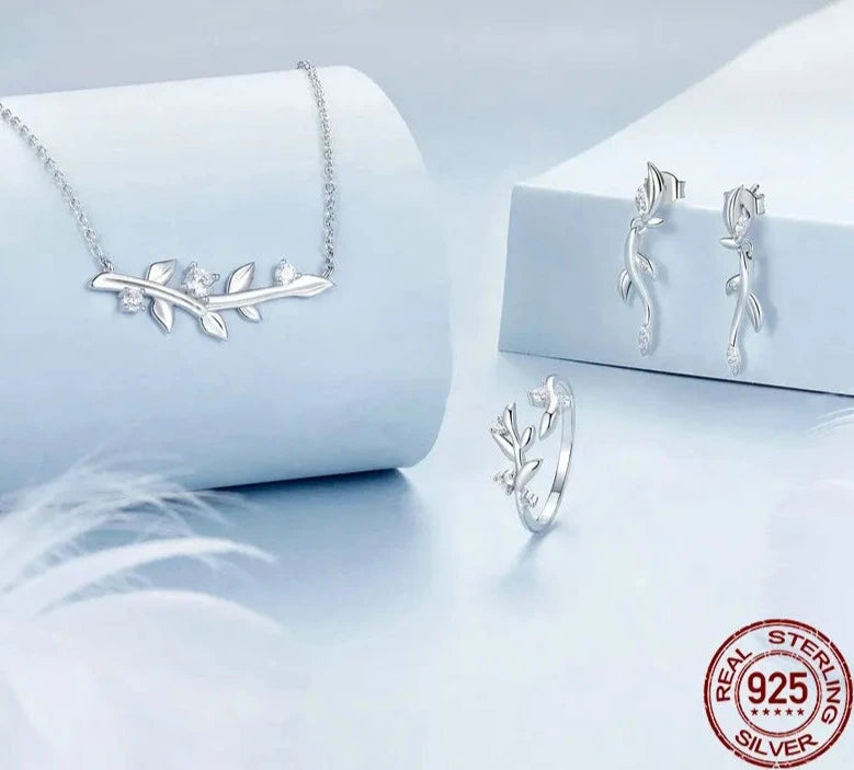 925 Sterling Silver Leaf Stud Earrings