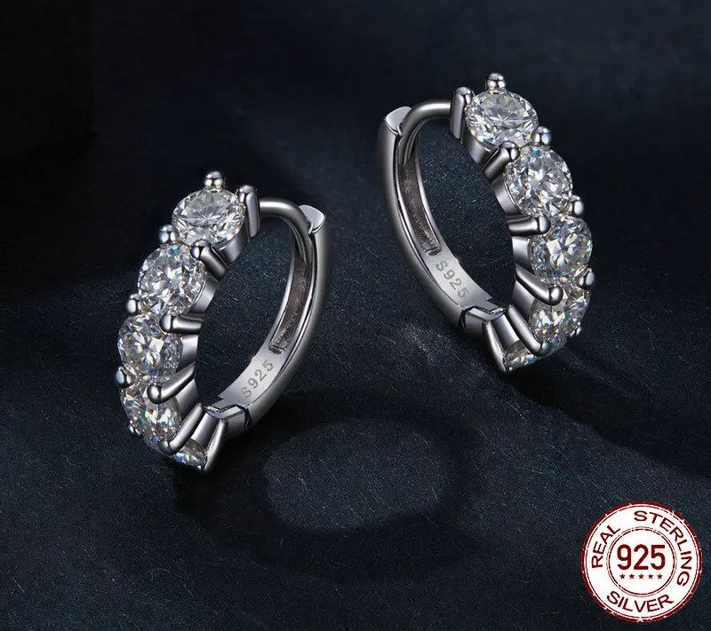 925 Sterling Silver Moissanite Hoop Earrings - TEA LU SHOP