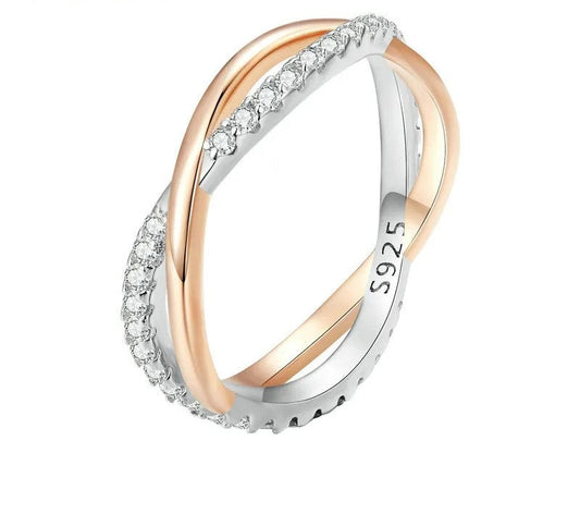925 Sterling Silver Twist Eternity Ring - TEA LU SHOP