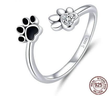 Black Dog Paw Open Ring