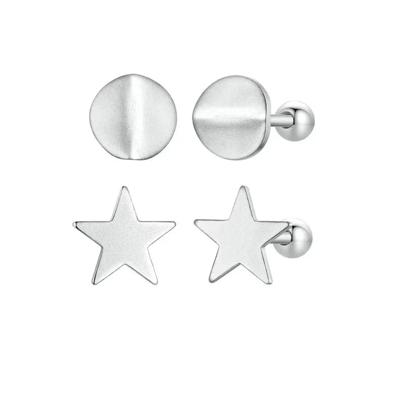 925 Sterling Silver Stars Stud Earrings