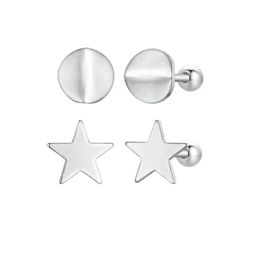 925 Sterling Silver Stars Stud Earrings