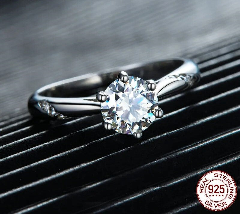 925 Sterling Silver Moissanite Ring - TEA LU SHOP