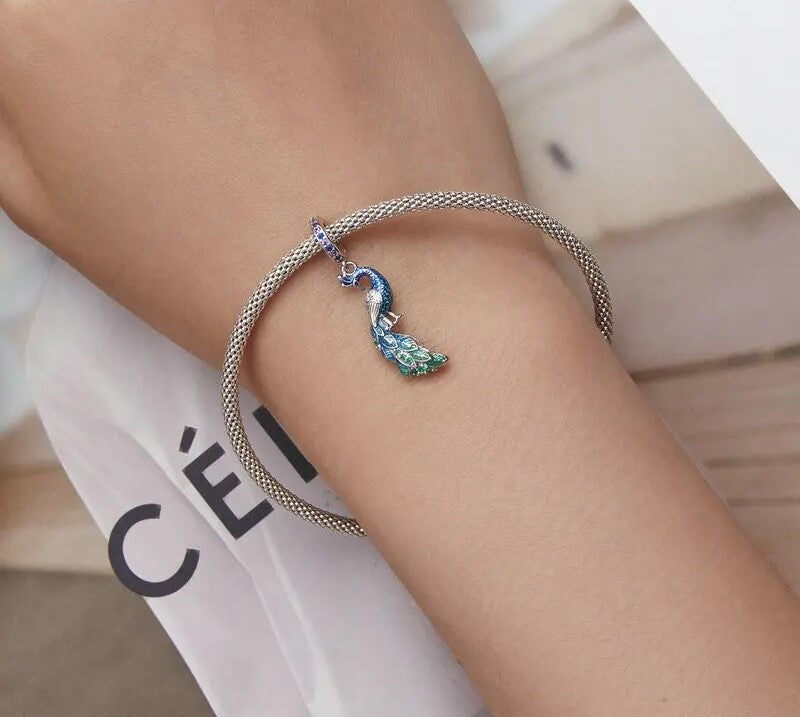925 Sterling Silver Blue Peacock Pendant - TEA LU SHOP