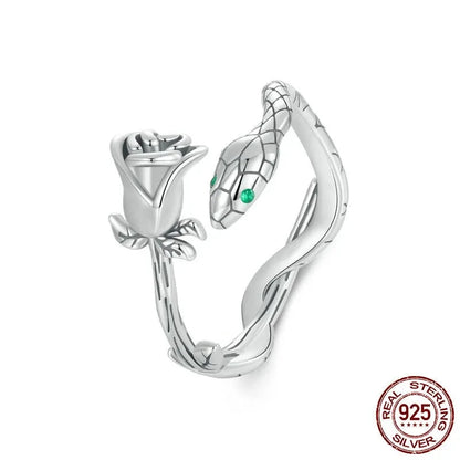 Vintage Rose Snake Open Ring