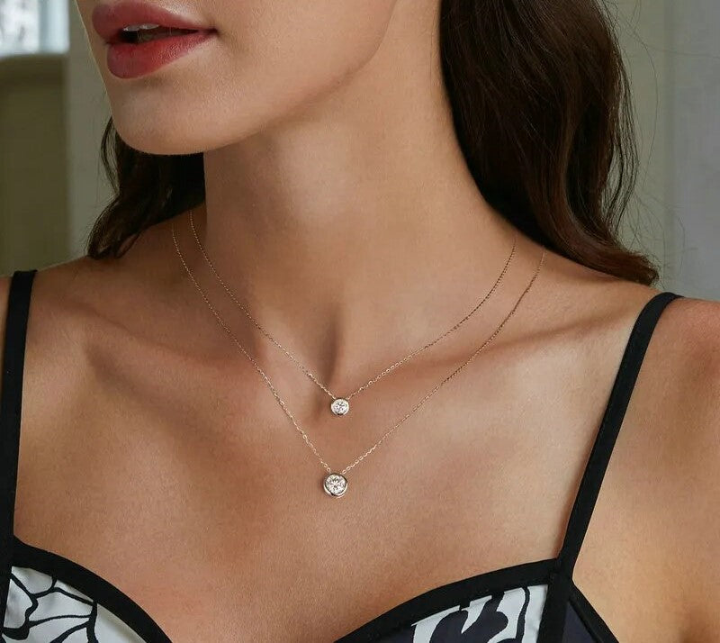 925 Sterling Silver Moissanite Necklace - TEA LU SHOP