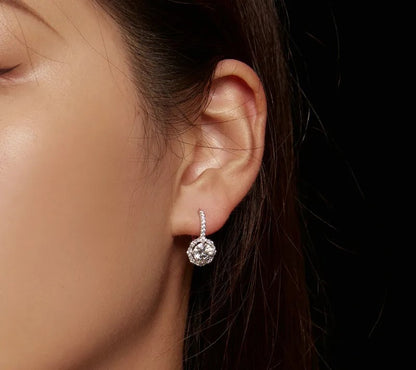 925 Sterling Silver Moissanite Hoop Earrings - TEA LU SHOP