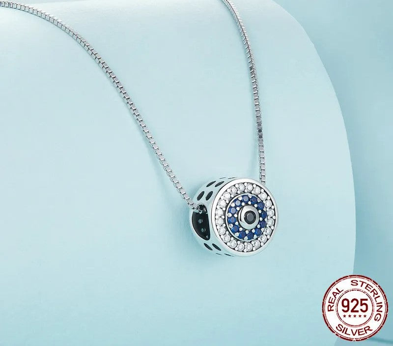 925 Sterling Silver Blue Evil Eye Necklace - TEA LU SHOP
