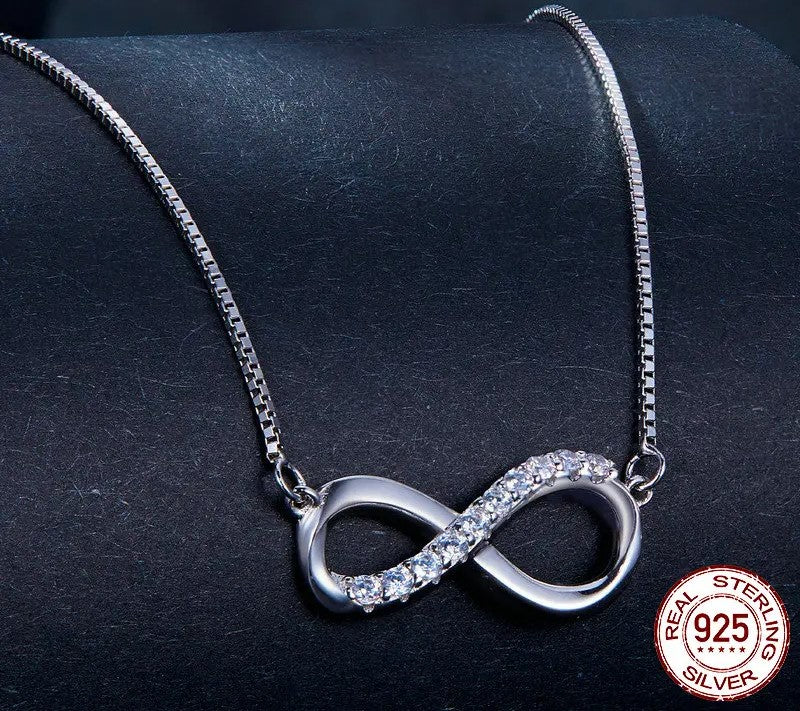 925 Sterling Silver Moissanite Infinite Love Necklace - TEA LU SHOP