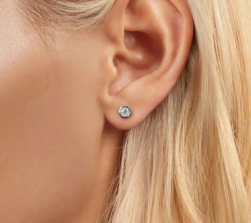 Classic Hexagonal Moissanite Earrings
