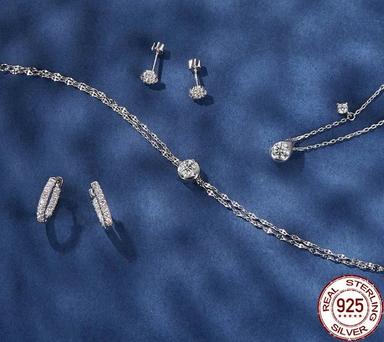 Platinum Plated Moissanite Hoop Earrings