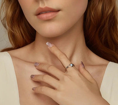 925 Sterling Silver Opal Heart Open Statement Ring