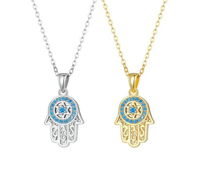 925 Sterling Silver Fatima's Hand Necklace - TEA LU SHOP