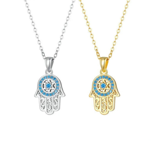 925 Sterling Silver Fatima's Hand Necklace - TEA LU SHOP