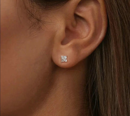 White Gold Plated Four Leaf Clover Moissanite Earrings