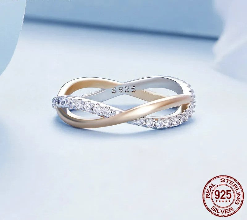 925 Sterling Silver Twist Eternity Ring - TEA LU SHOP