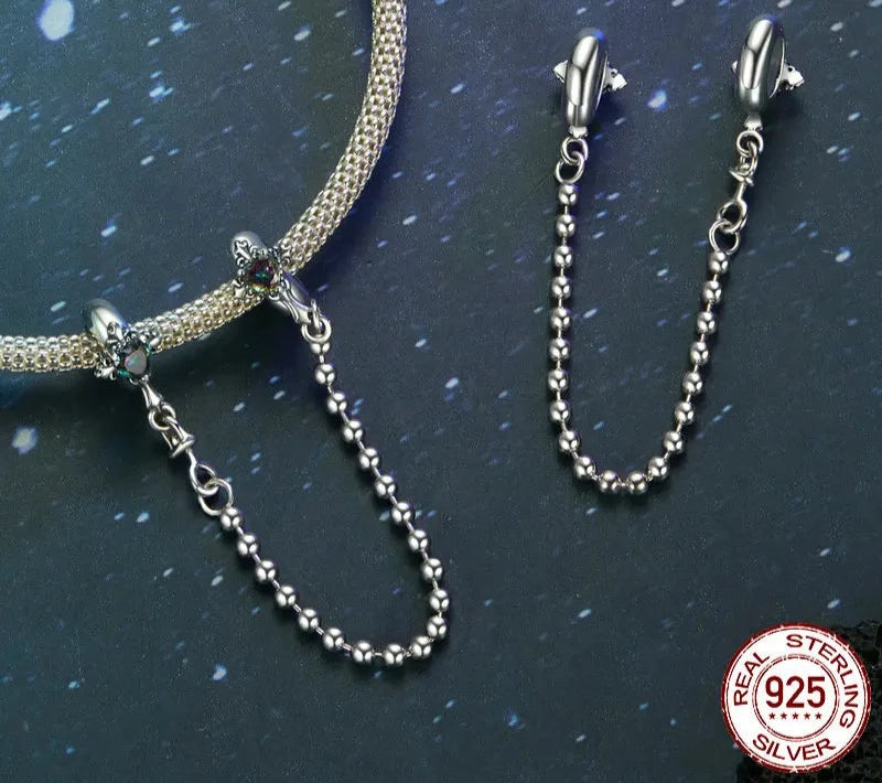 925 Sterling Silver Vintage Cross Safety Chain