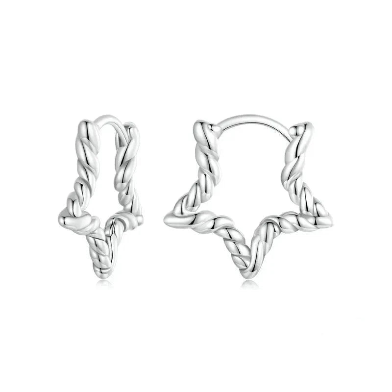Cute Star Ear Buckles Twisted Hoop Earrings