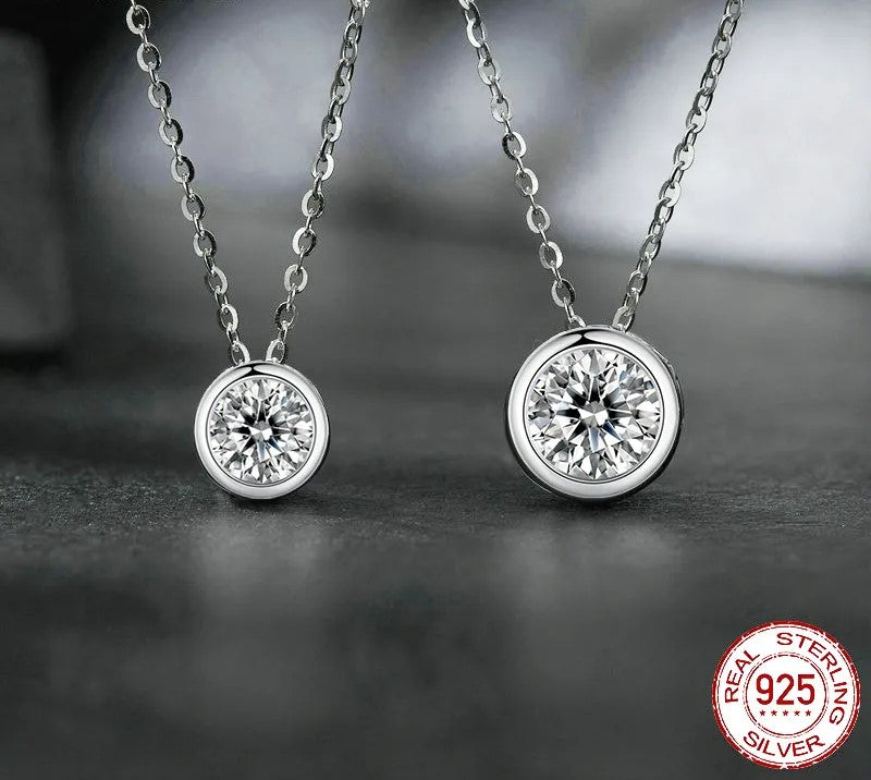 925 Sterling Silver Moissanite Necklace - TEA LU SHOP