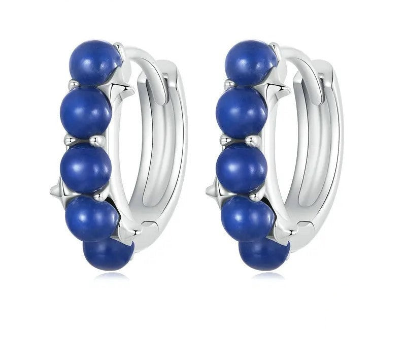 925 Sterling Silver Lazurite Hypoallergenic Huggie Earrings - Shine Bright Store